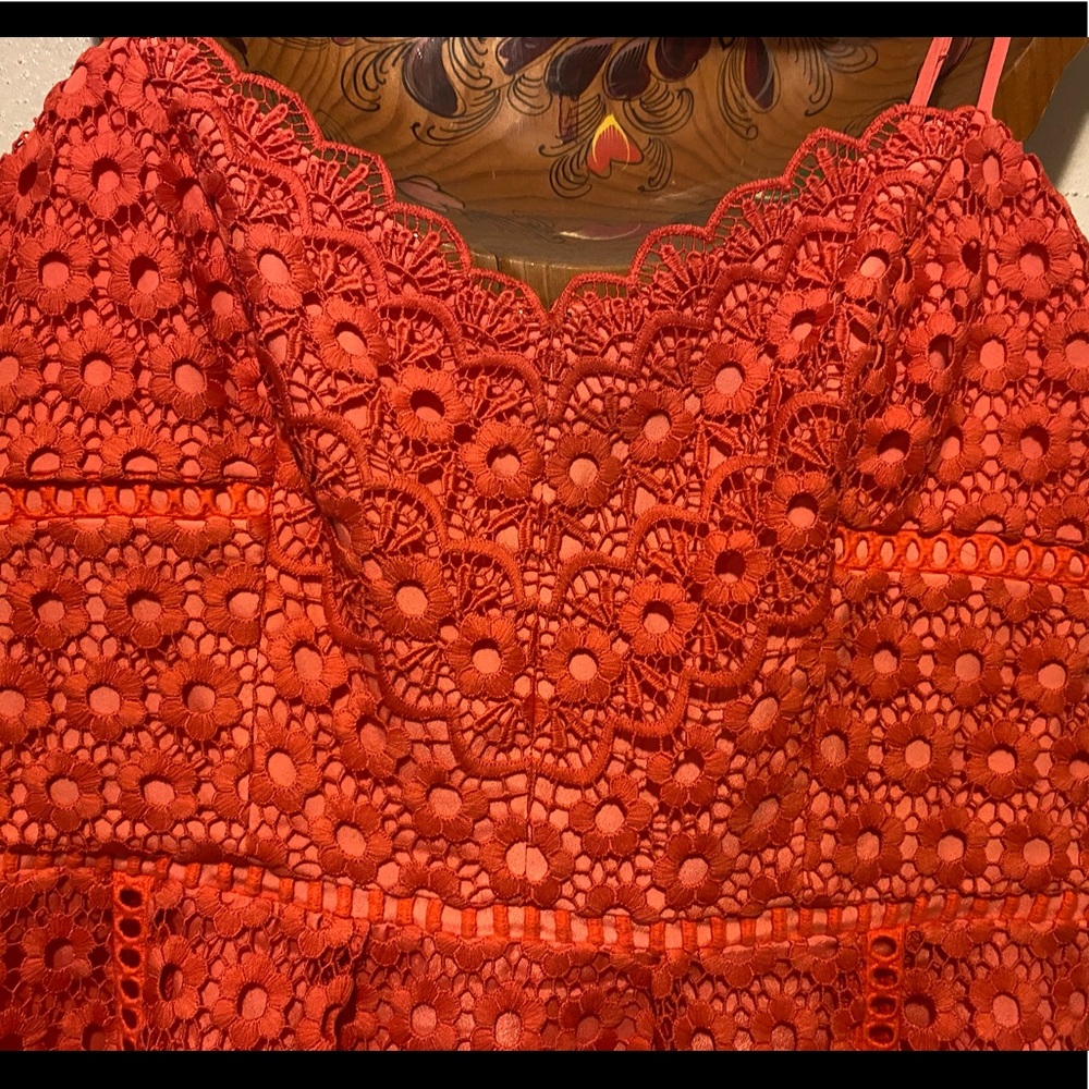 J. Crew Orange Daisy Lace Midi Dress Size 4 - Picture 6 of 9